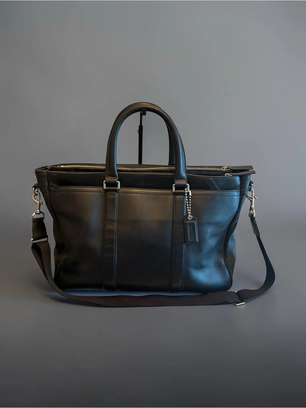 COACH Black Leather Metropolitan Slim Briefcase Laptop Bag
